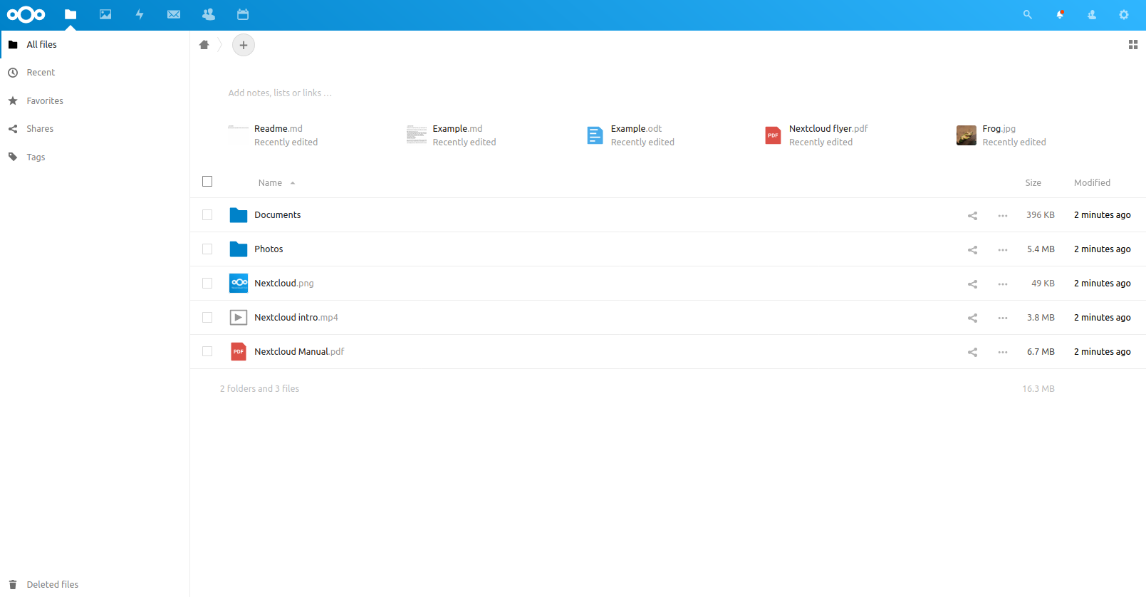 Nextcloud files and folders